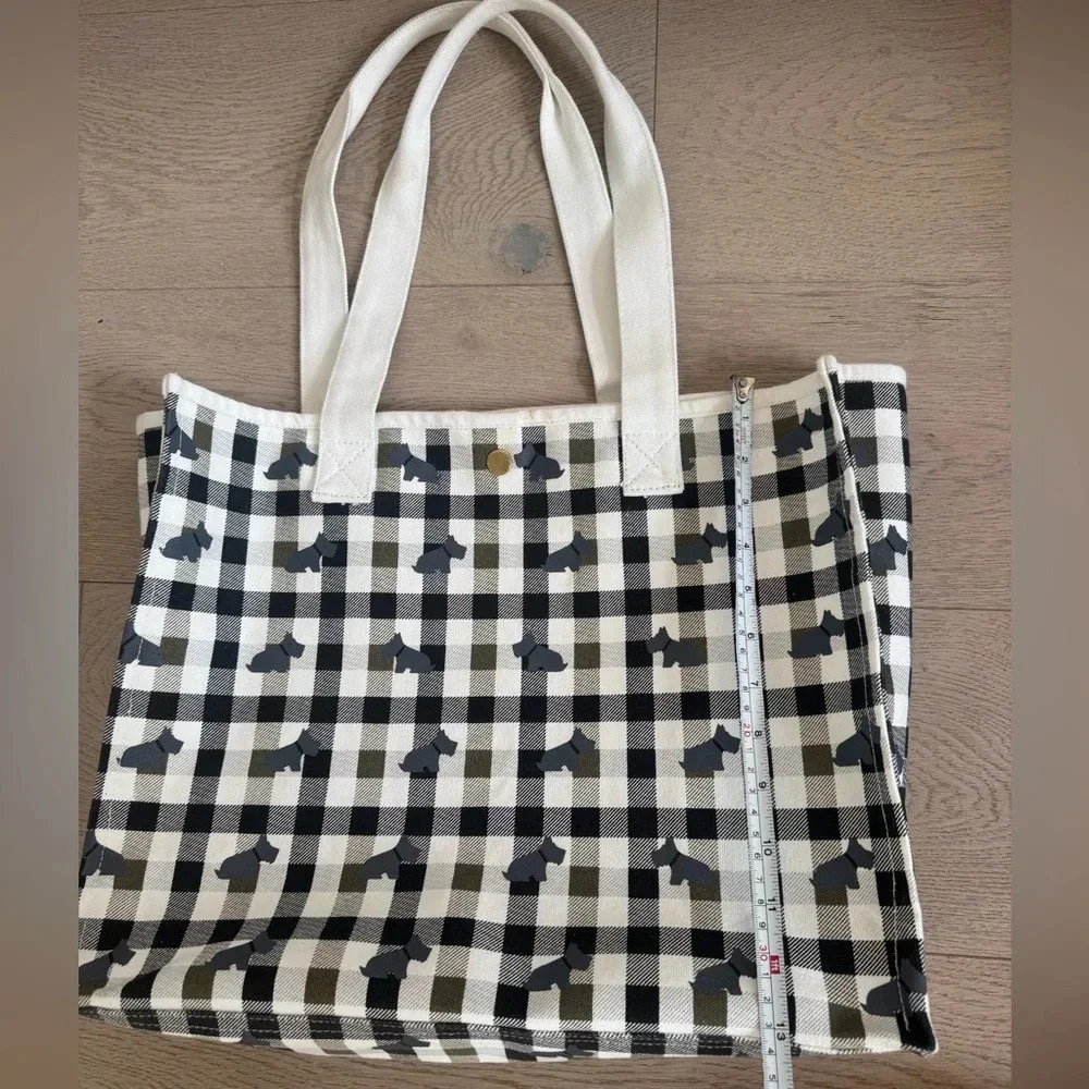 Radley London Canvas Tote Bag Medium Westie Dog Plaid